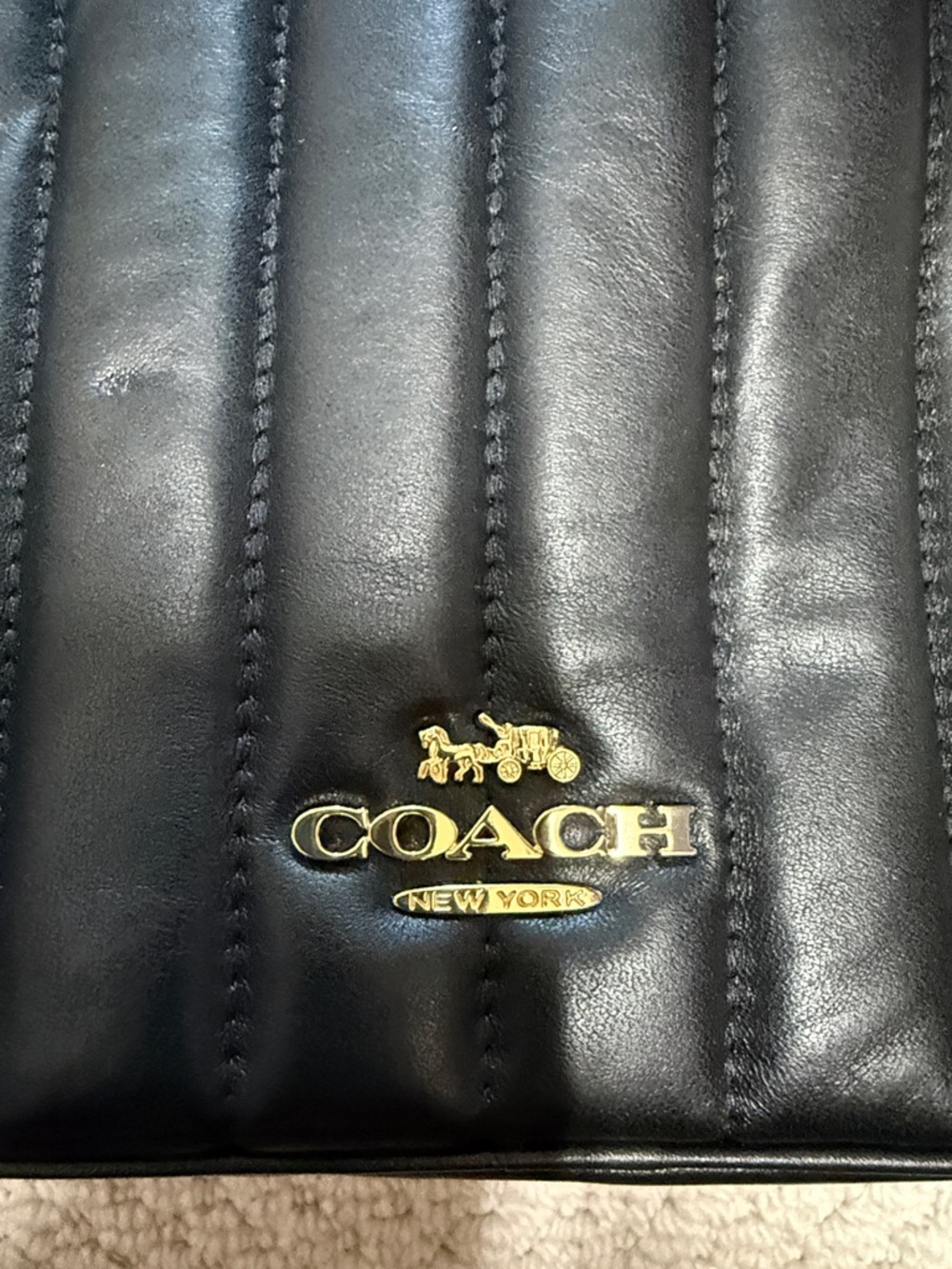 Coach Jess PuffyQuilted Leather Camera Crossbody Bag Black & Gold - C1569 - Picture 9 of 10